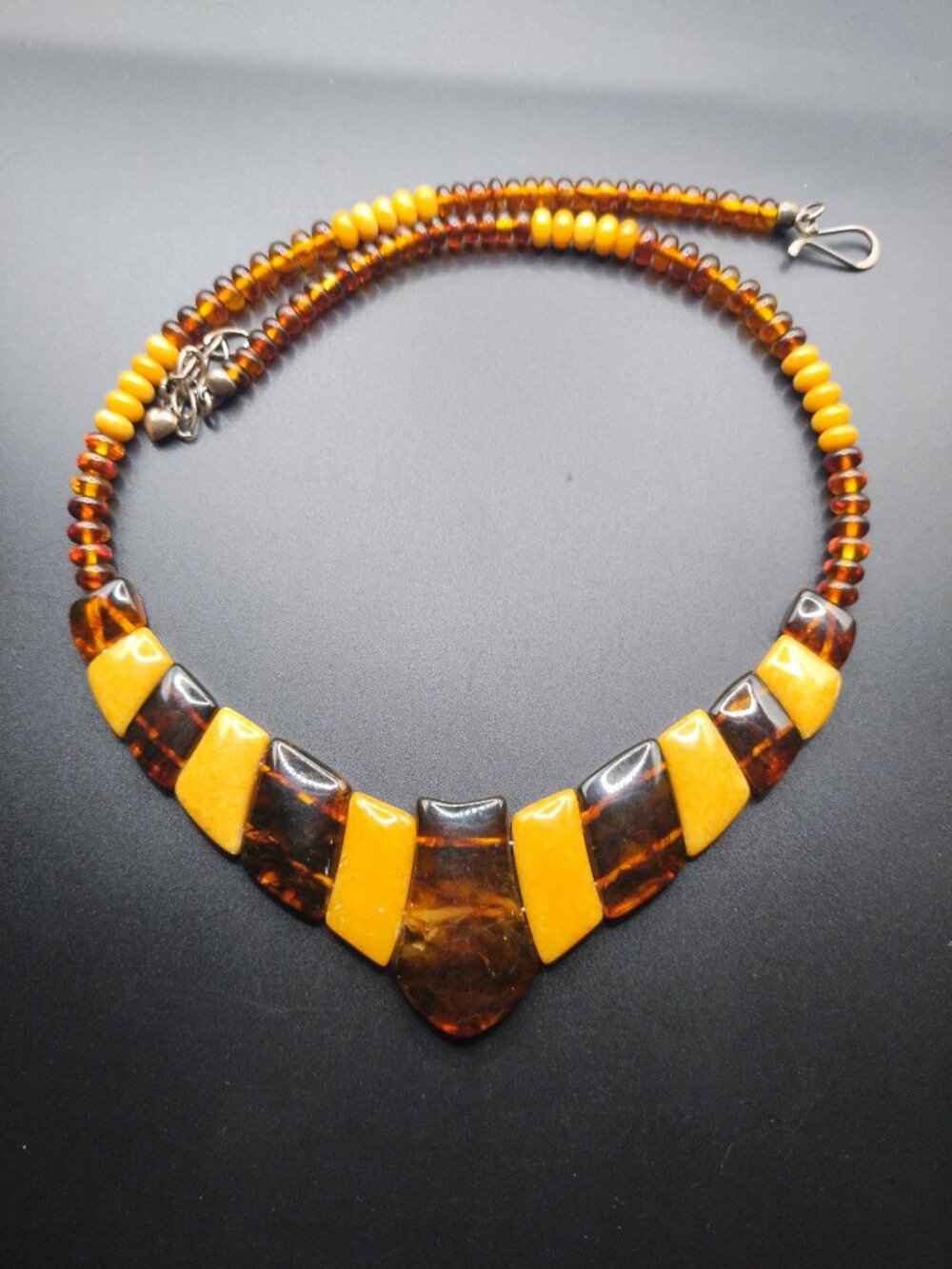 Jay King DTR Butterscotch amber station necklace 925 Sterling Silver